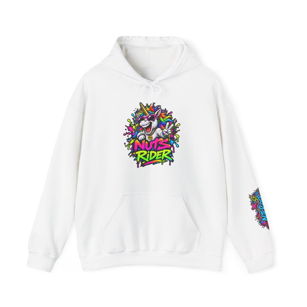 Nuts Rider Graphic Hoodie — "Ride Nuts" Colorful Skate/Scooter Streetwear