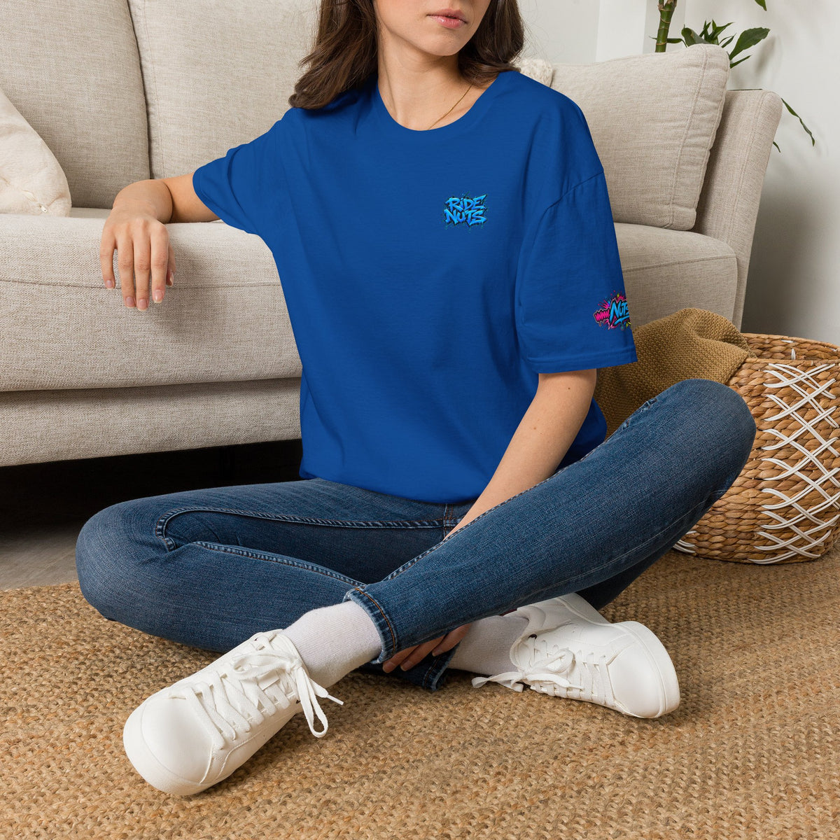 Graffiti Blue “Ride Nuts” Tee — Casual Streetwear T-Shirt