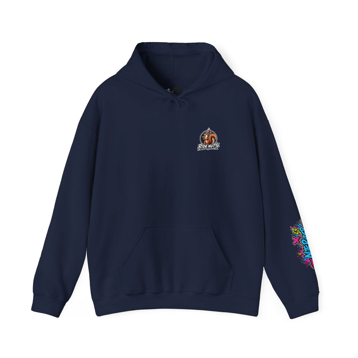 Ride Nuts Graphic Hoodie — Colorful Rock Hand Skull Moto Pullover