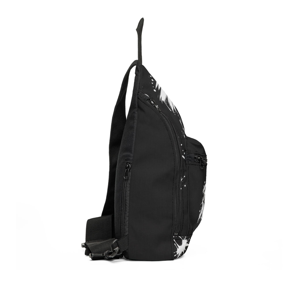 Ride Nuts Graffiti Sling Bag — Black Splatter Skate Crossbody