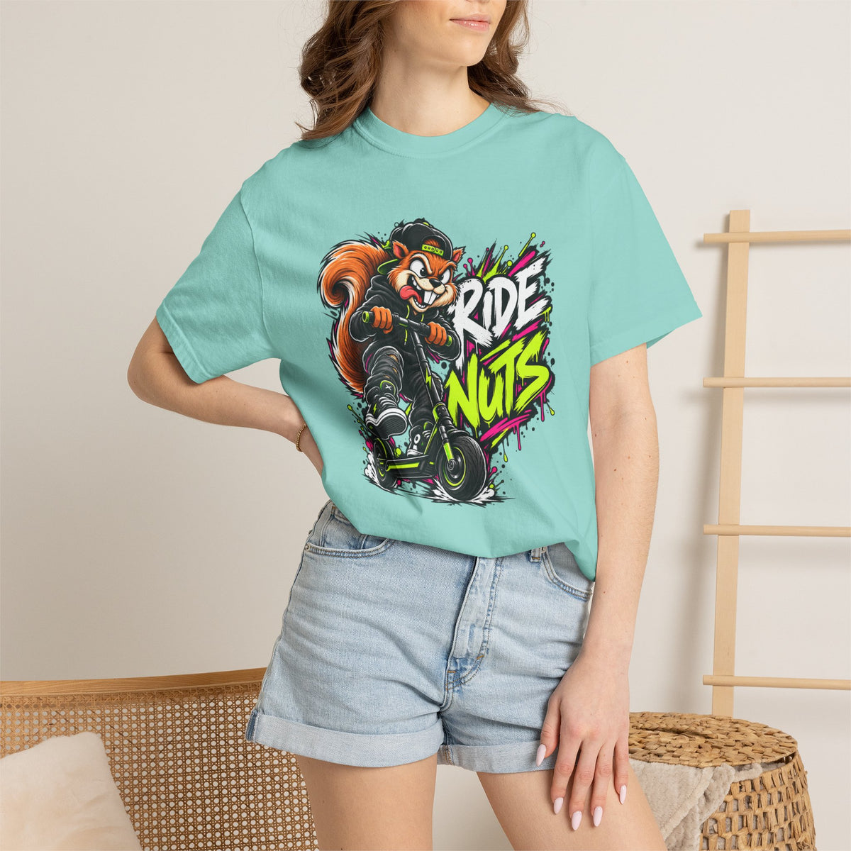 T-Shirt — 'Ride Nuts' Squirrel Scooter Graphic Tee