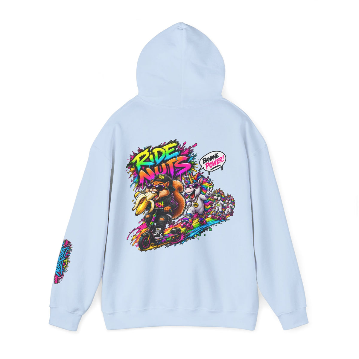 Nuts Rider Graphic Hoodie — "Ride Nuts" Colorful Skate/Scooter Streetwear