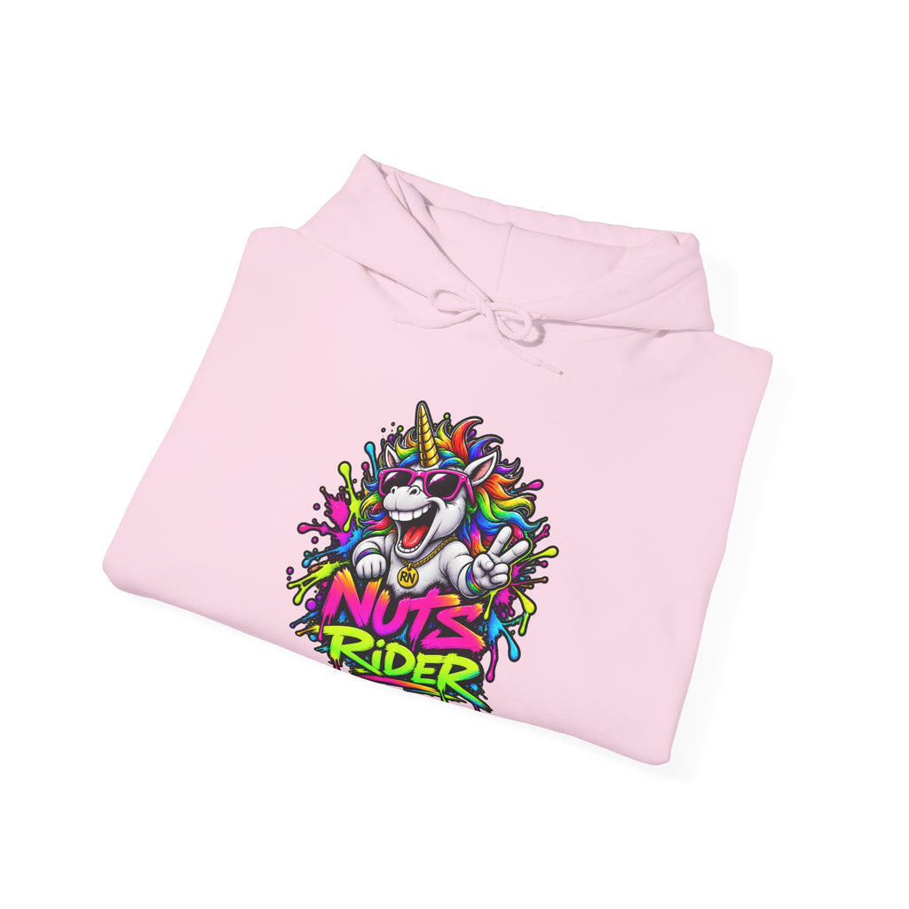 Nuts Rider Graphic Hoodie — "Ride Nuts" Colorful Skate/Scooter Streetwear
