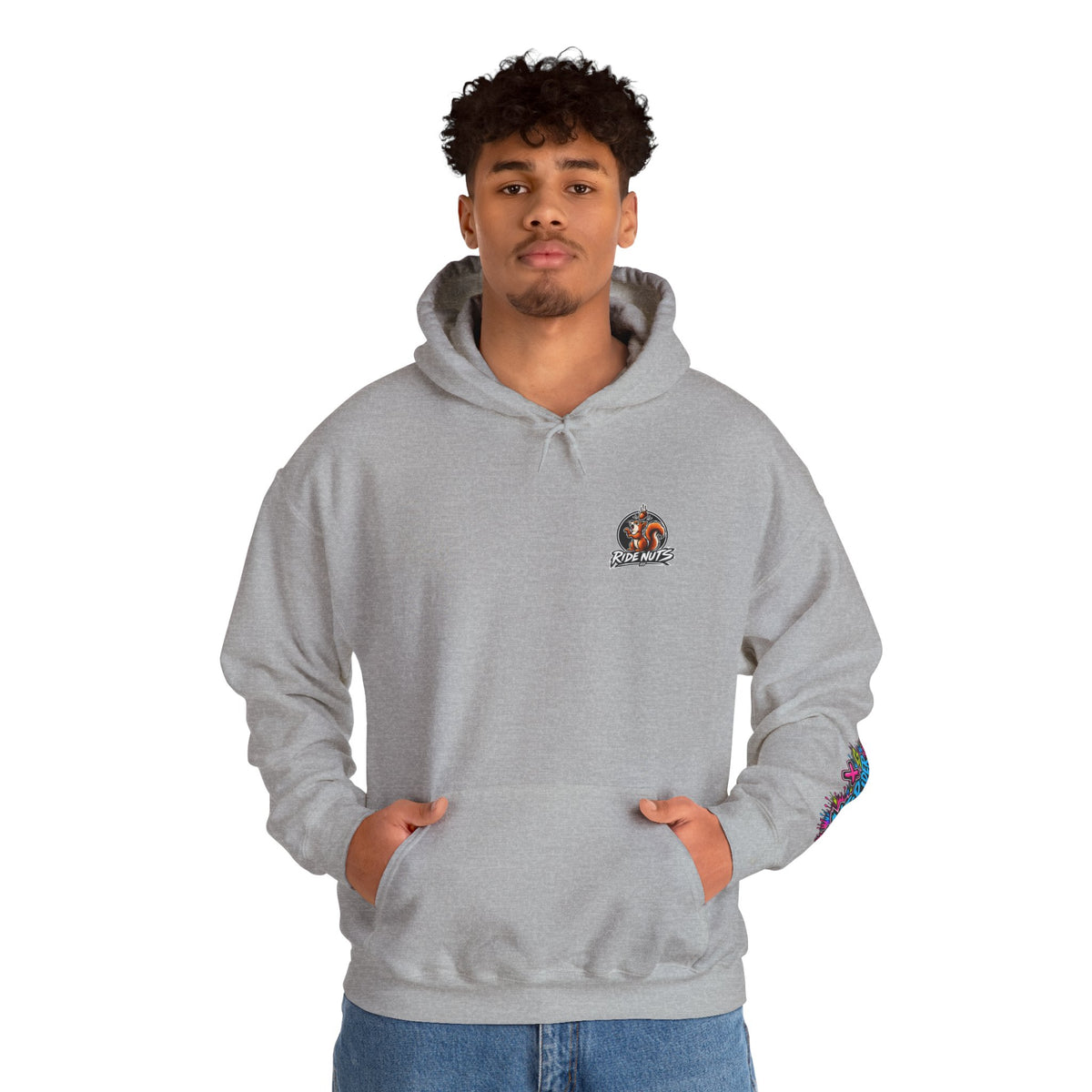 Ride Nuts Graphic Hoodie — Colorful Rock Hand Skull Moto Pullover
