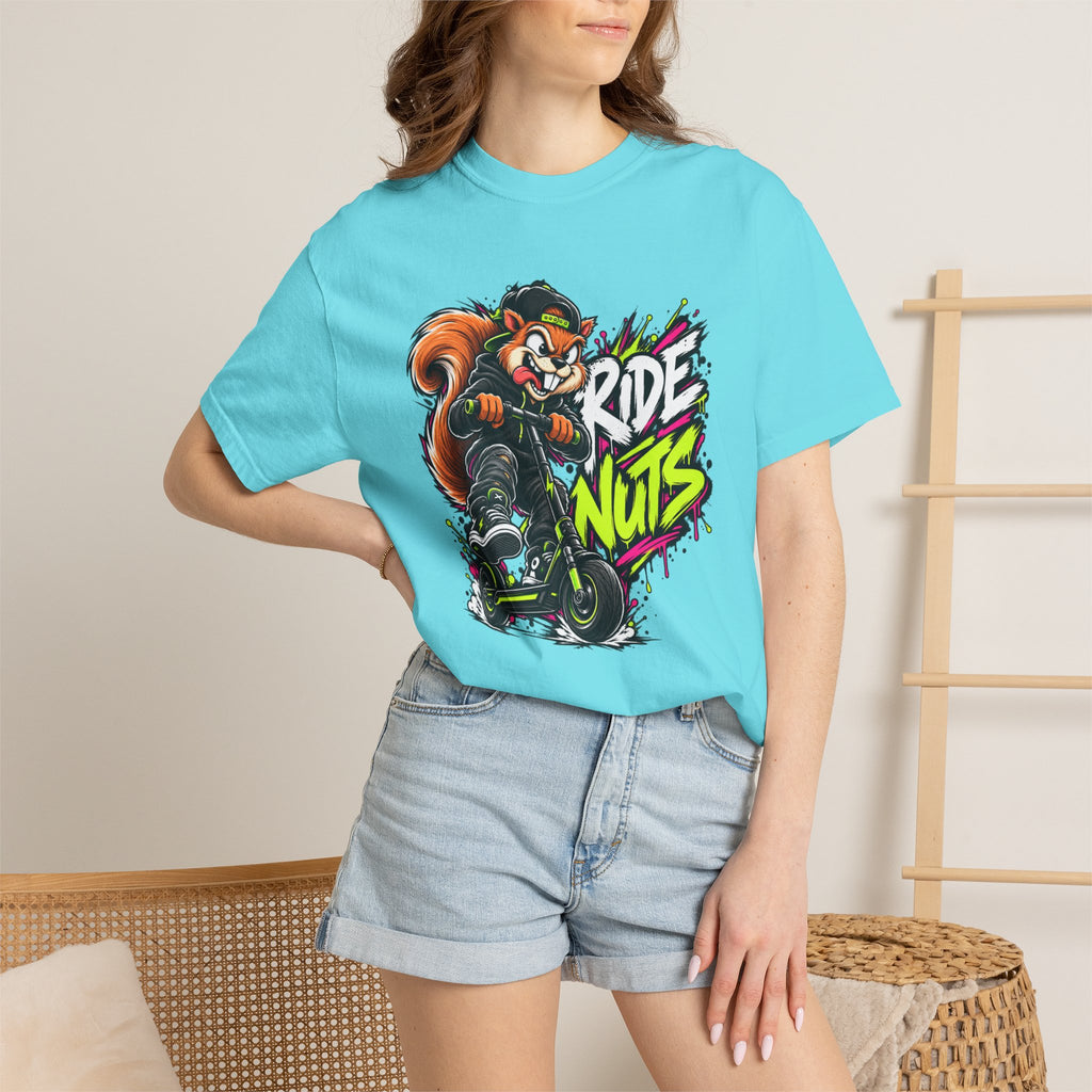 T-Shirt — 'Ride Nuts' Squirrel Scooter Graphic Tee