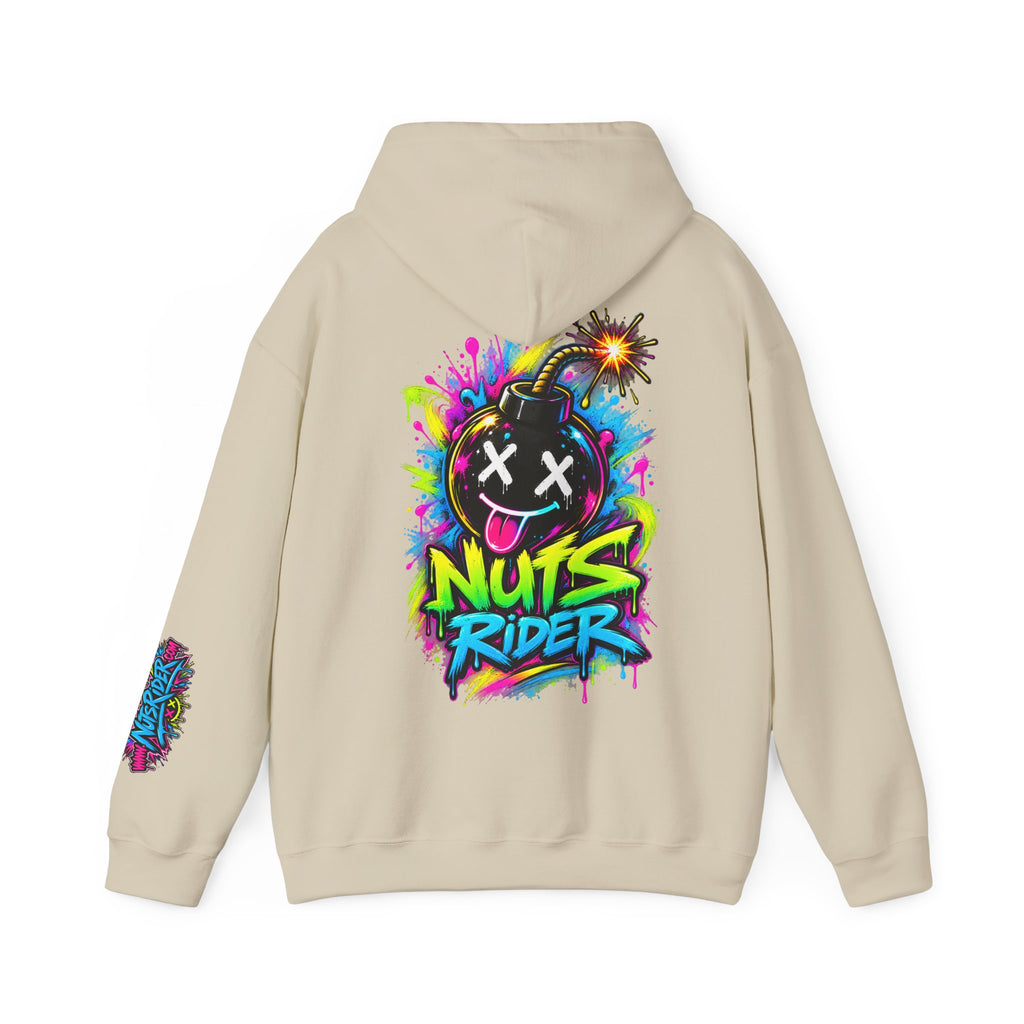 Nuts Rider Graphic Hoodie — Colorful Bomb Mascot Streetwear !