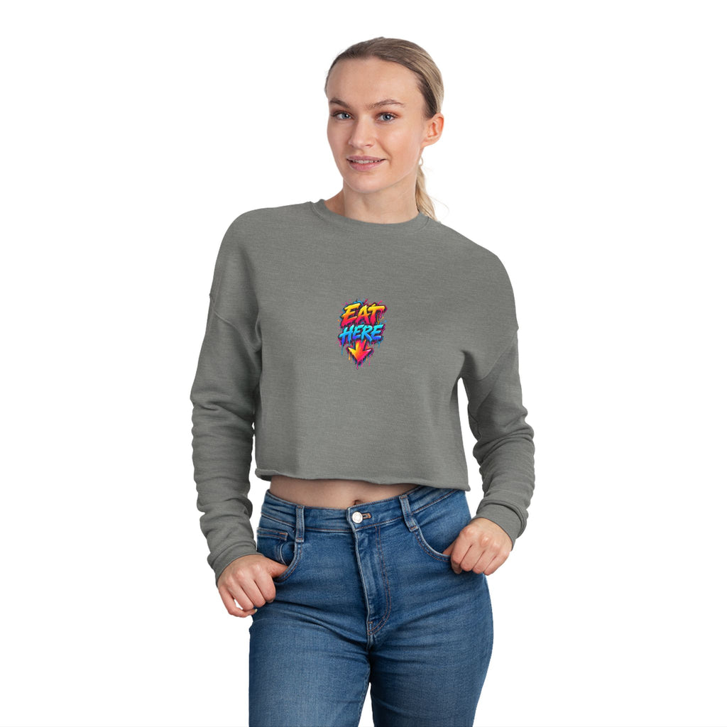 Cropped Sweatshirt — 'Ride Nutz' Squirrel Graphic Crop Top (Eat More Heart Badge)