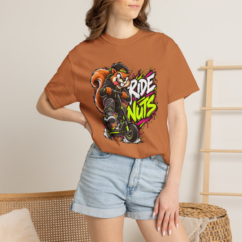T-Shirt — 'Ride Nuts' Squirrel Scooter Graphic Tee