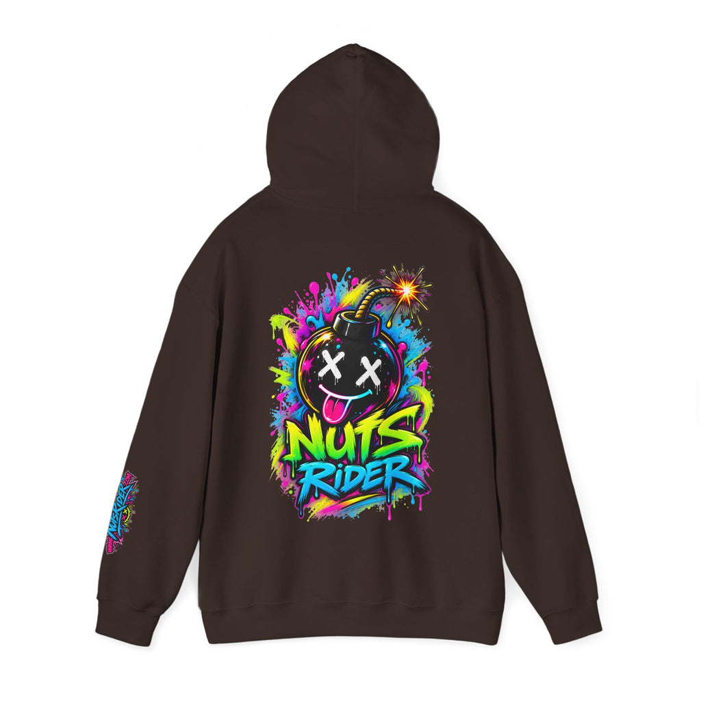 Nuts Rider Graphic Hoodie — Colorful Bomb Mascot Streetwear !