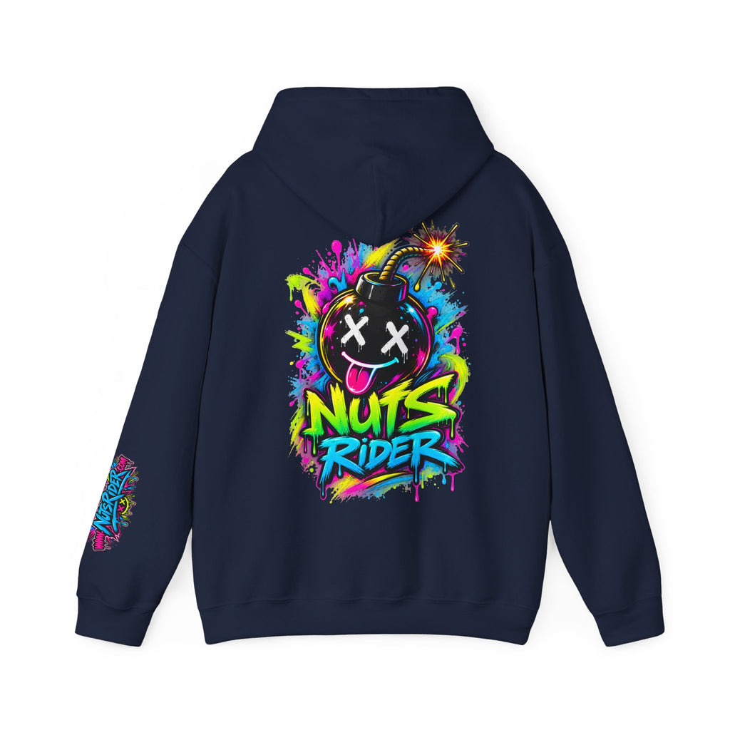 Nuts Rider Graphic Hoodie — Colorful Bomb Mascot Streetwear !