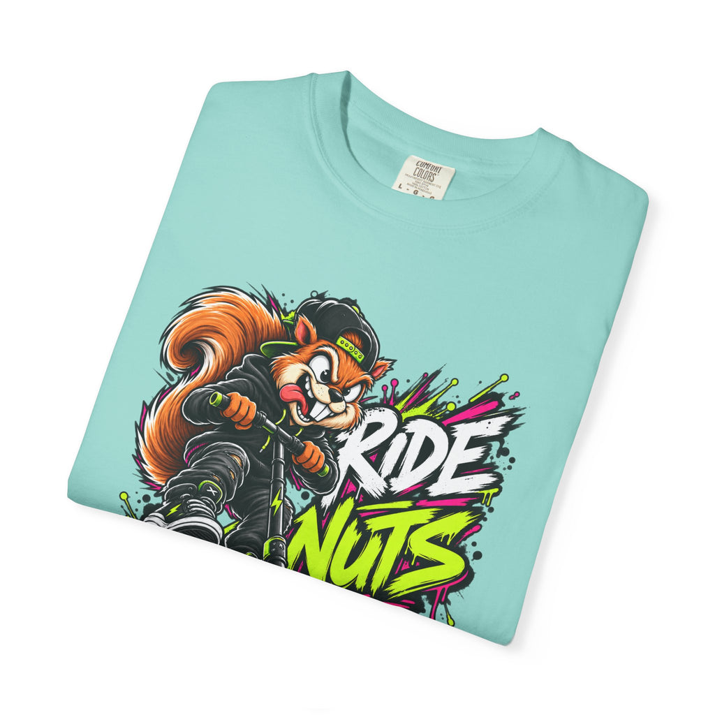 T-Shirt — 'Ride Nuts' Squirrel Scooter Graphic Tee