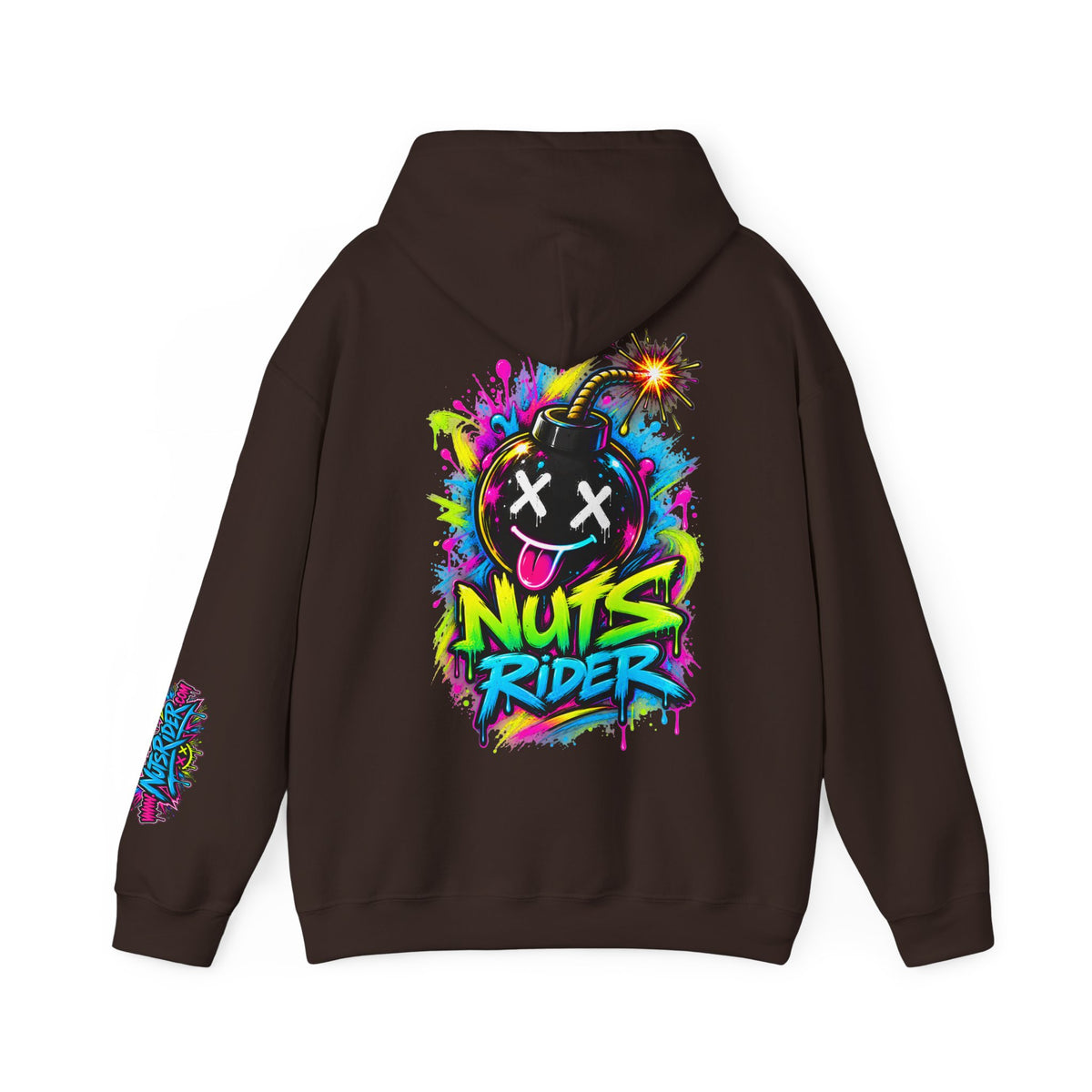 Nuts Rider Graphic Hoodie — Colorful Bomb Mascot Streetwear !