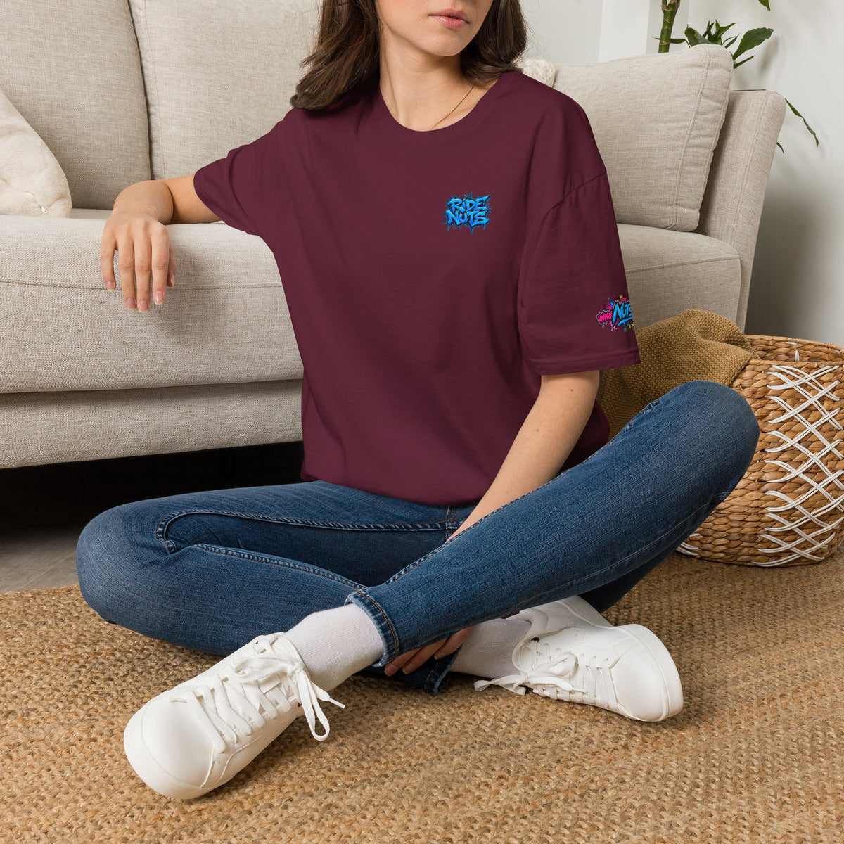 Graffiti Blue “Ride Nuts” Tee — Casual Streetwear T-Shirt