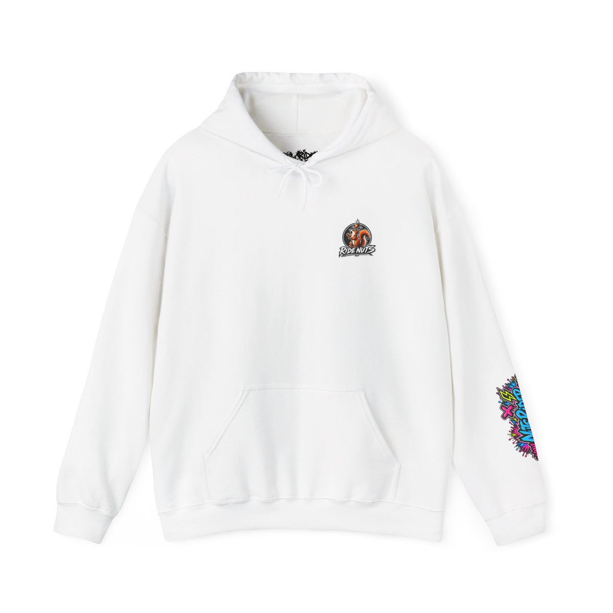 Ride Nuts Graphic Hoodie — Colorful Rock Hand Skull Moto Pullover