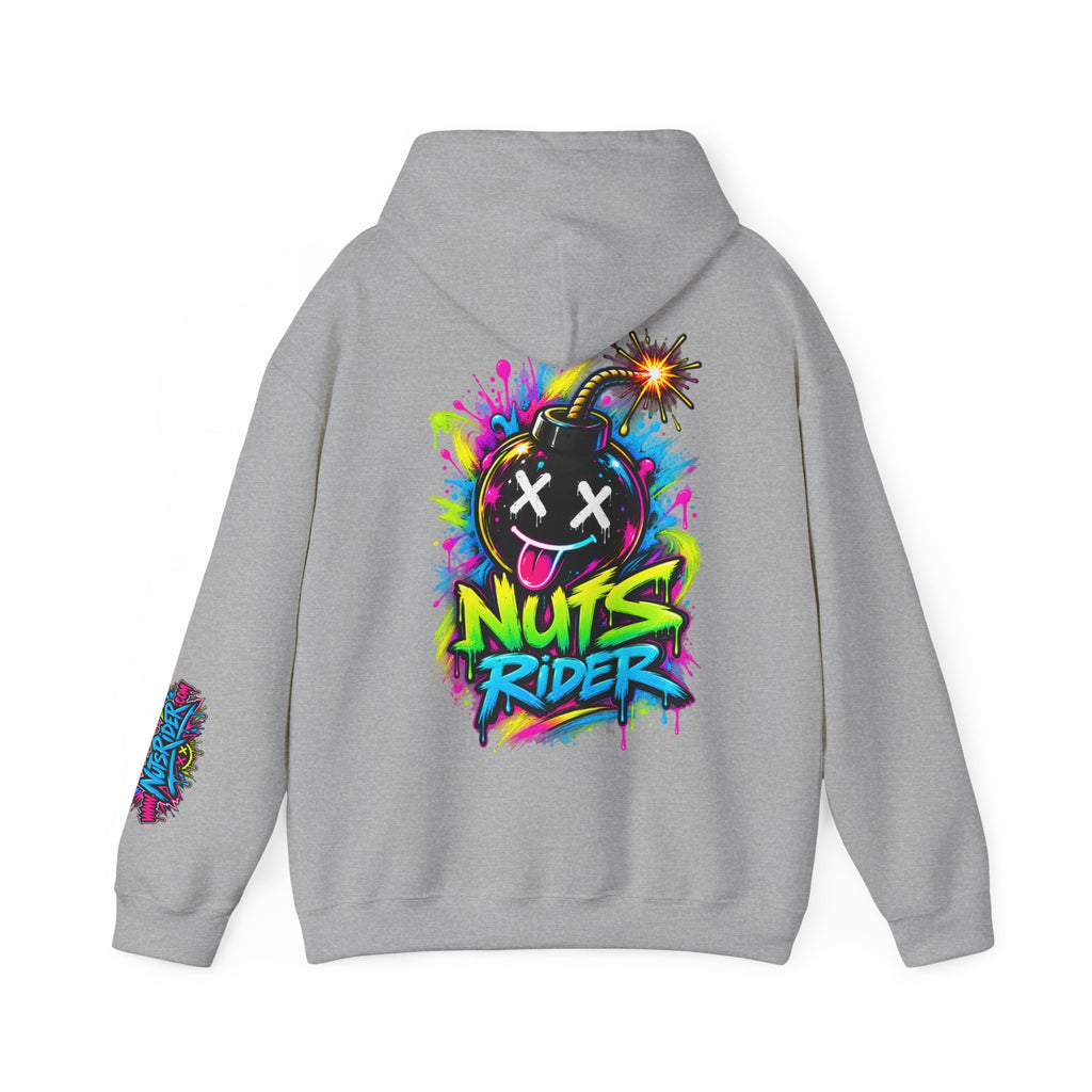Nuts Rider Graphic Hoodie — Colorful Bomb Mascot Streetwear !