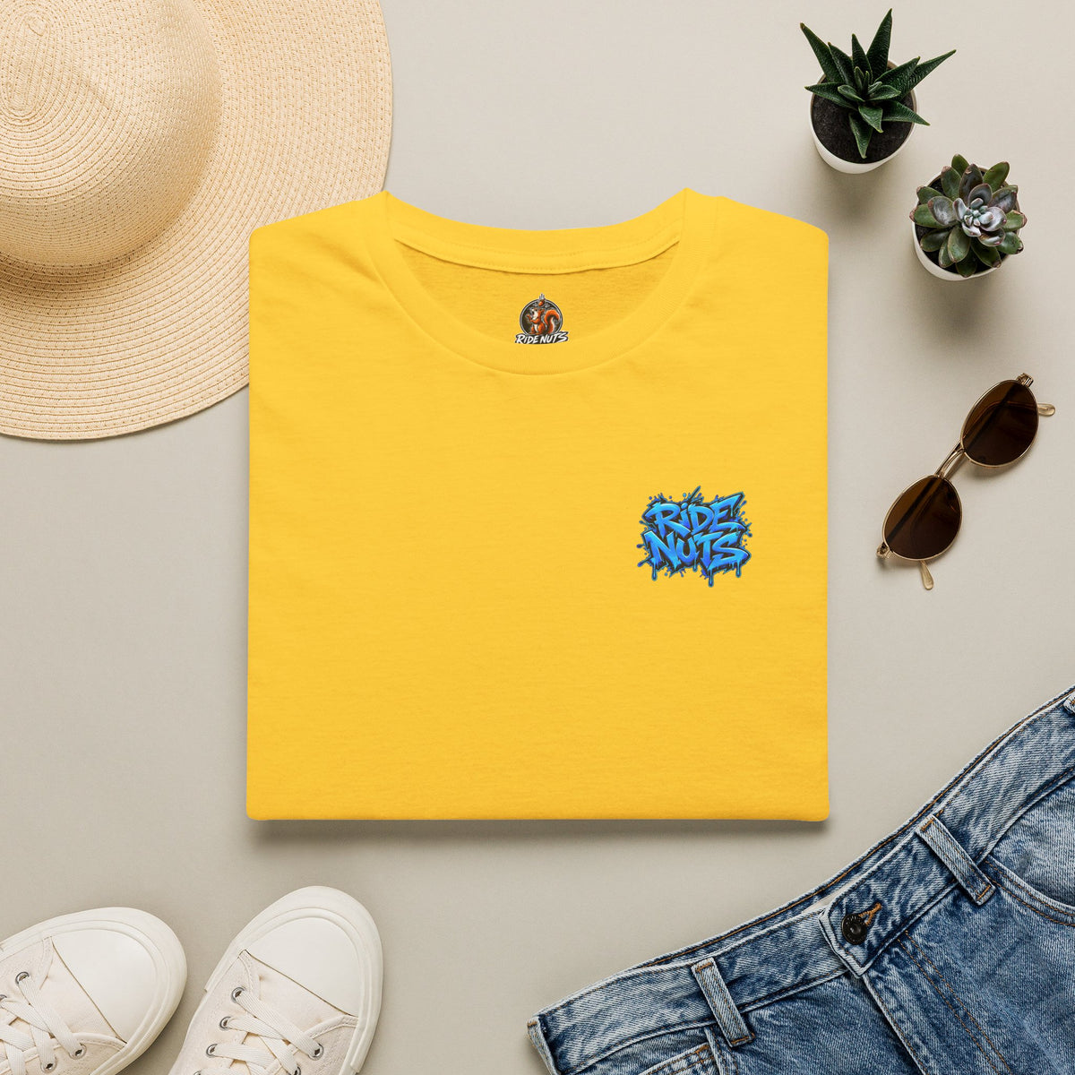 Graffiti Blue “Ride Nuts” Tee — Casual Streetwear T-Shirt