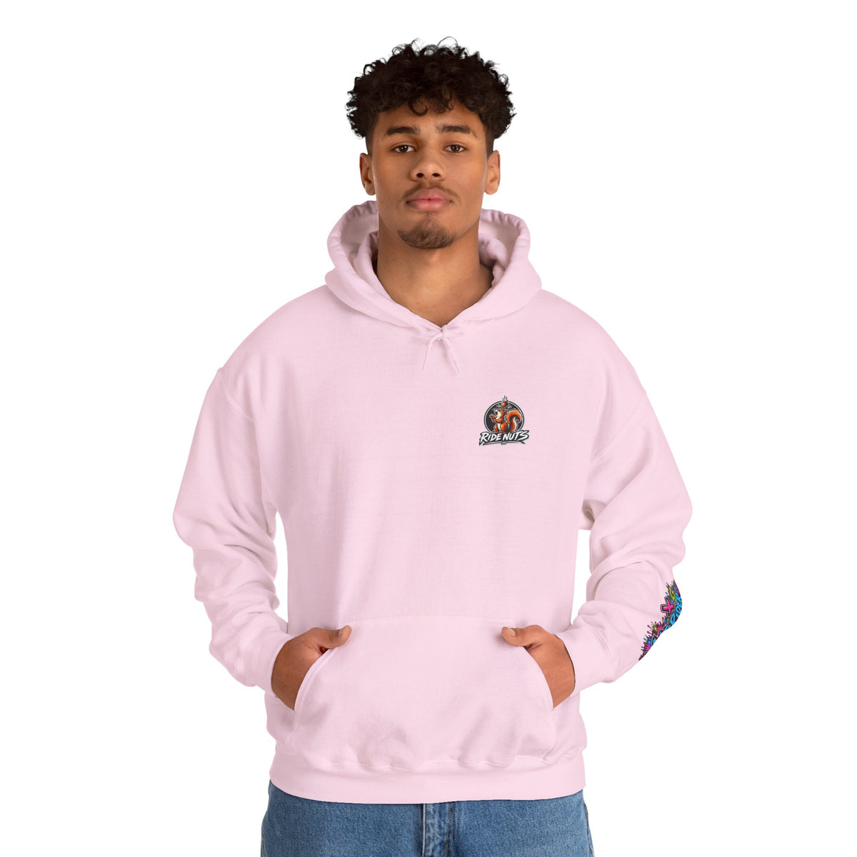 Ride Nuts Graphic Hoodie — Colorful Rock Hand Skull Moto Pullover