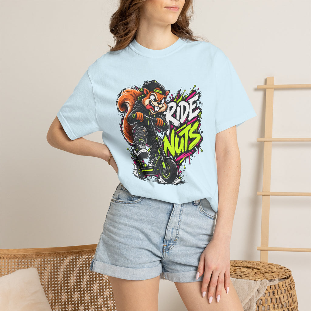 T-Shirt — 'Ride Nuts' Squirrel Scooter Graphic Tee
