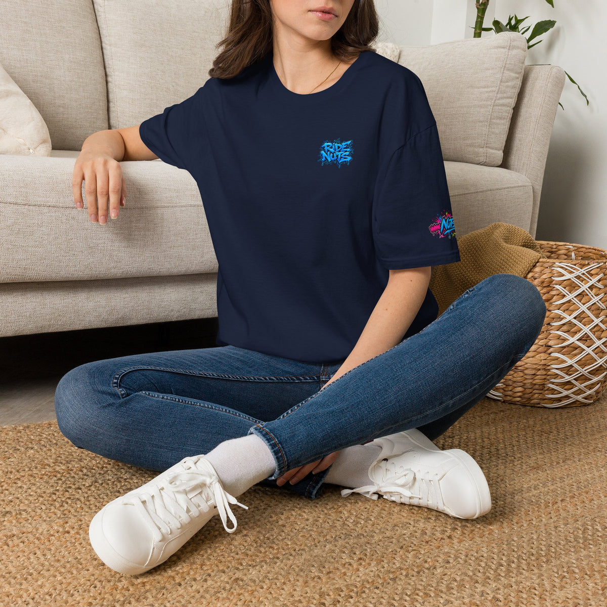 Graffiti Blue “Ride Nuts” Tee — Casual Streetwear T-Shirt
