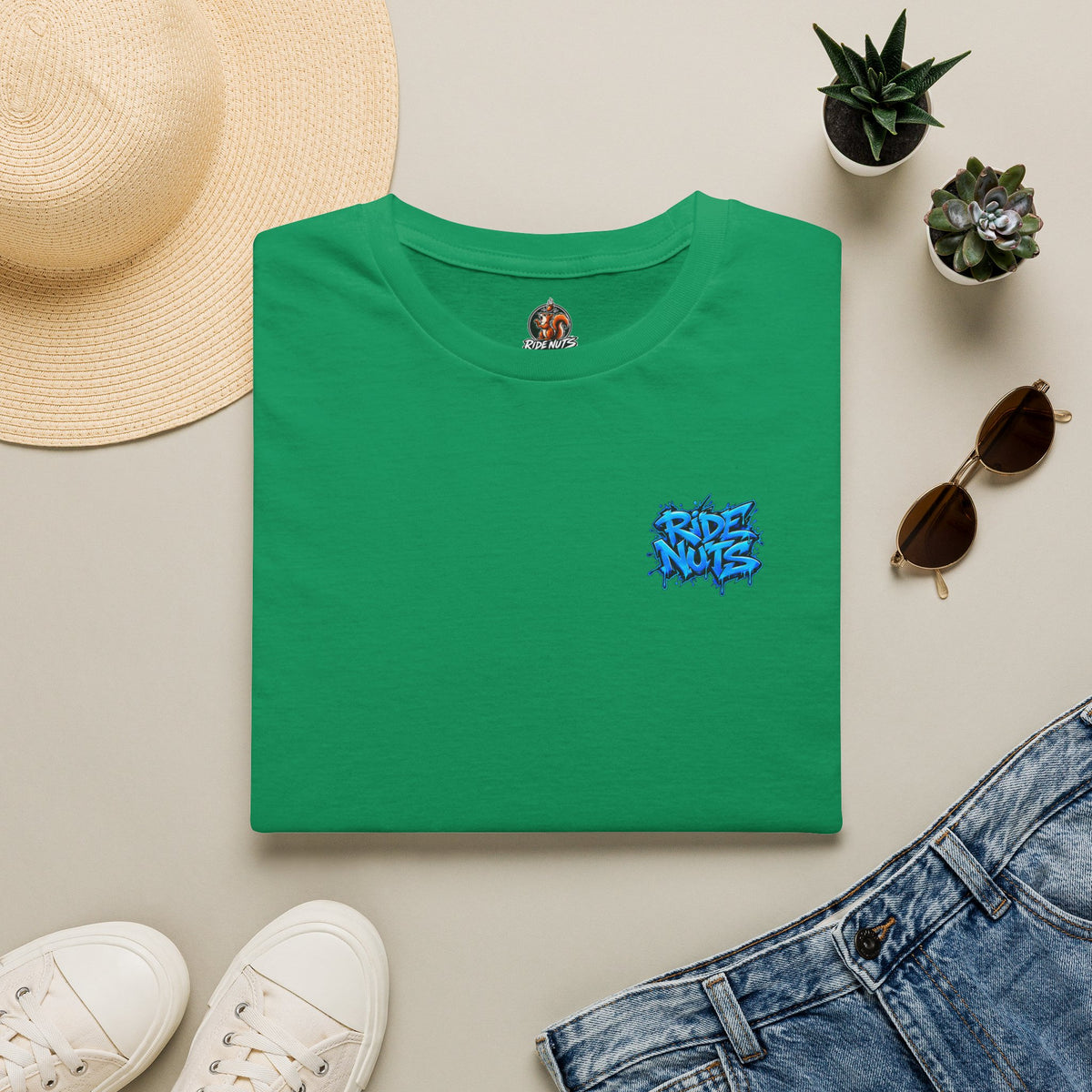 Graffiti Blue “Ride Nuts” Tee — Casual Streetwear T-Shirt