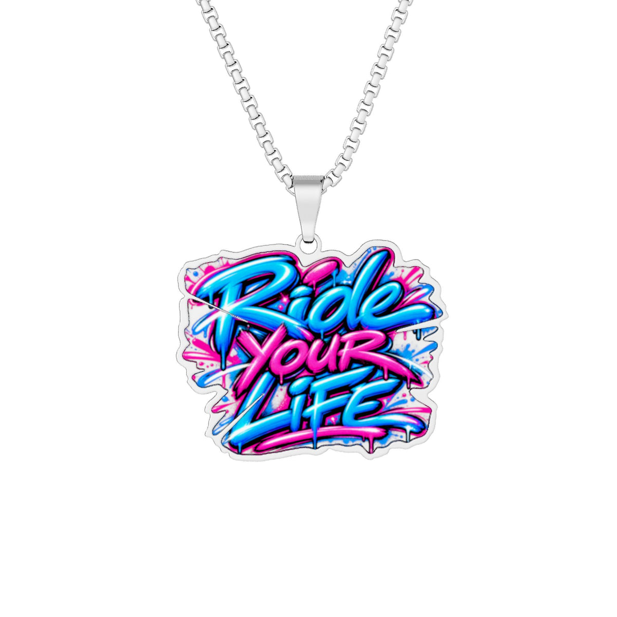 Photo Pendant Necklace — 'Ride Your Life' Custom Cut Acrylic Pendant