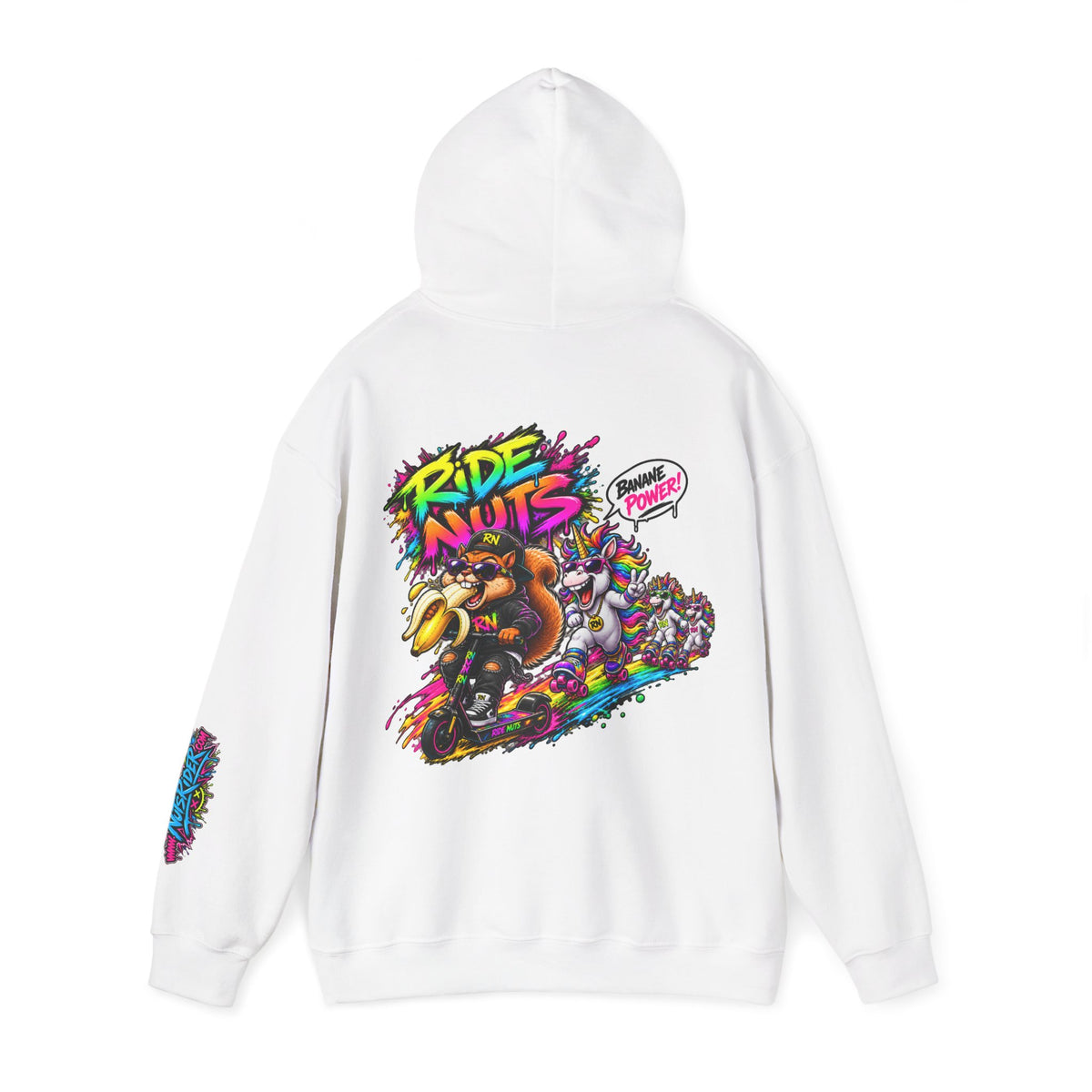 Nuts Rider Graphic Hoodie — "Ride Nuts" Colorful Skate/Scooter Streetwear