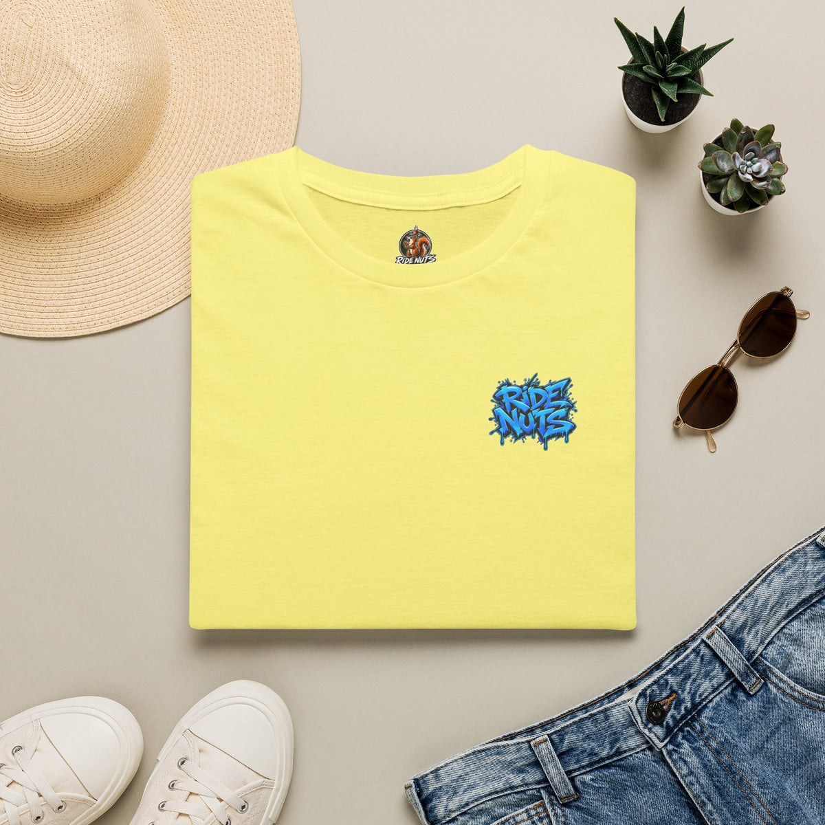 Graffiti Blue “Ride Nuts” Tee — Casual Streetwear T-Shirt