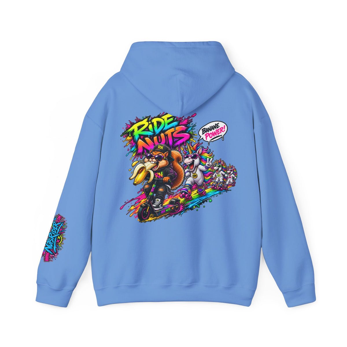 Nuts Rider Graphic Hoodie — "Ride Nuts" Colorful Skate/Scooter Streetwear