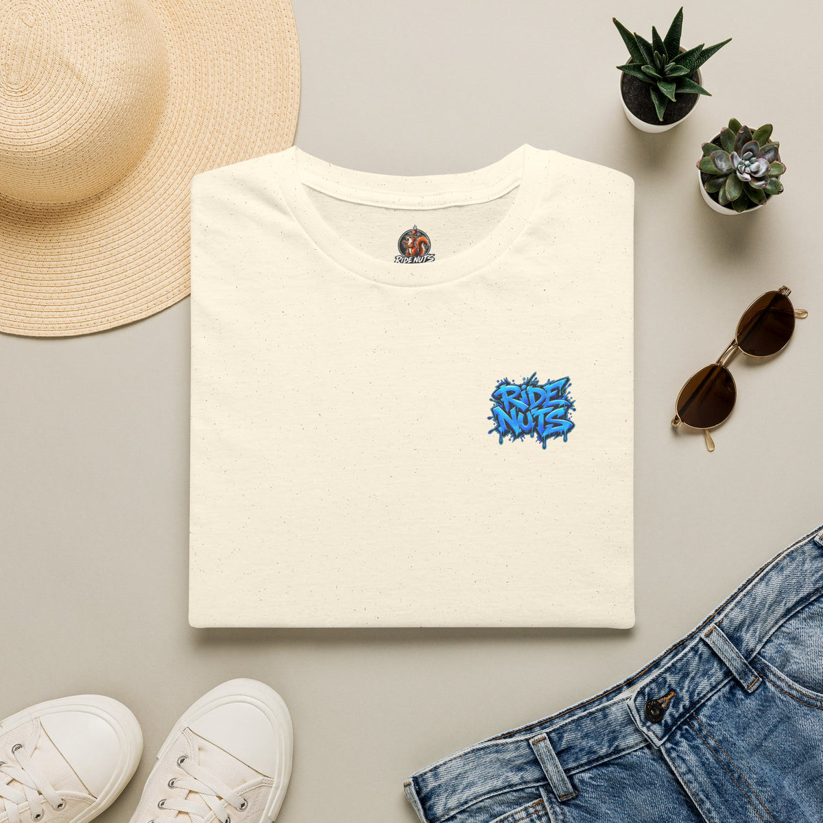 Graffiti Blue “Ride Nuts” Tee — Casual Streetwear T-Shirt