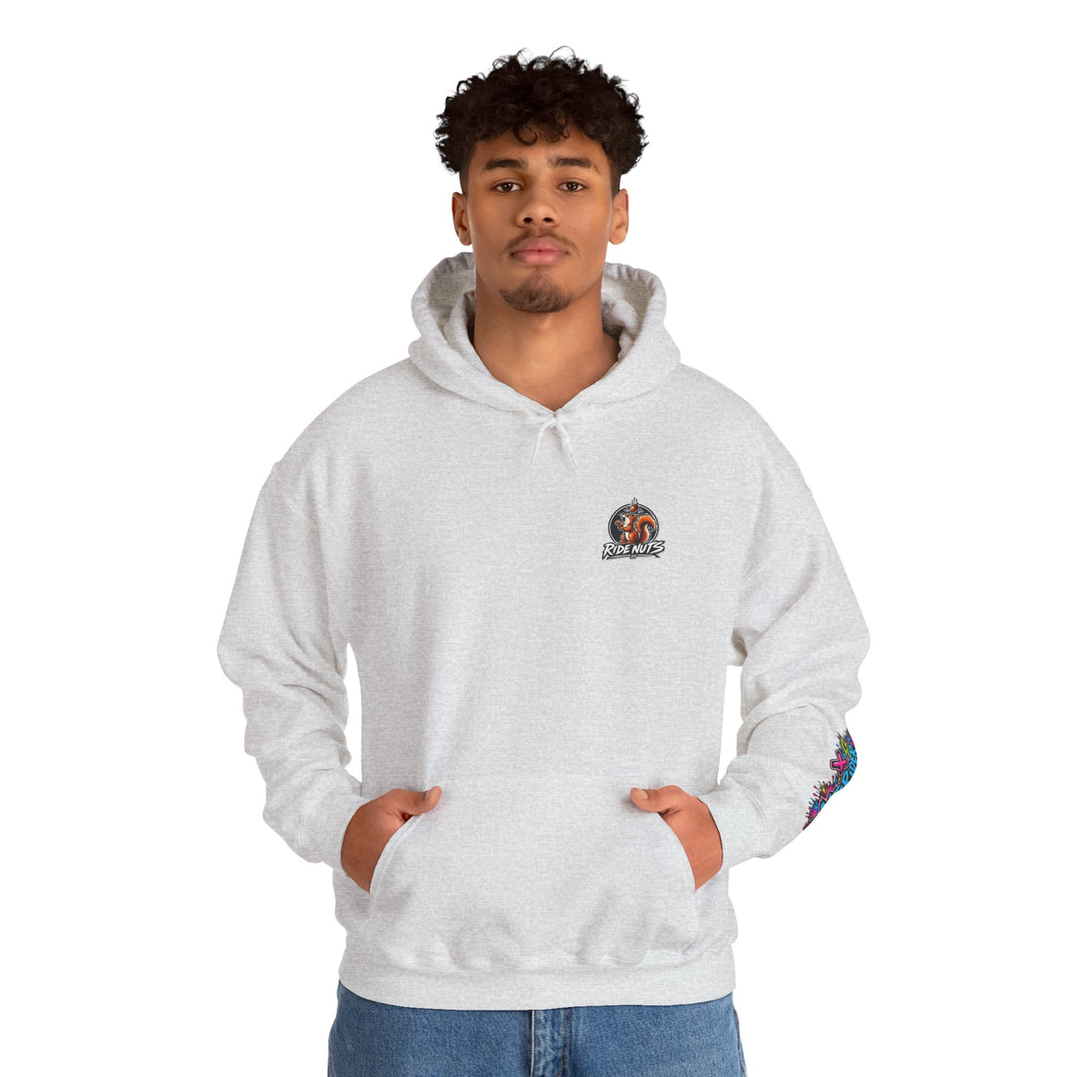 Ride Nuts Graphic Hoodie — Colorful Rock Hand Skull Moto Pullover
