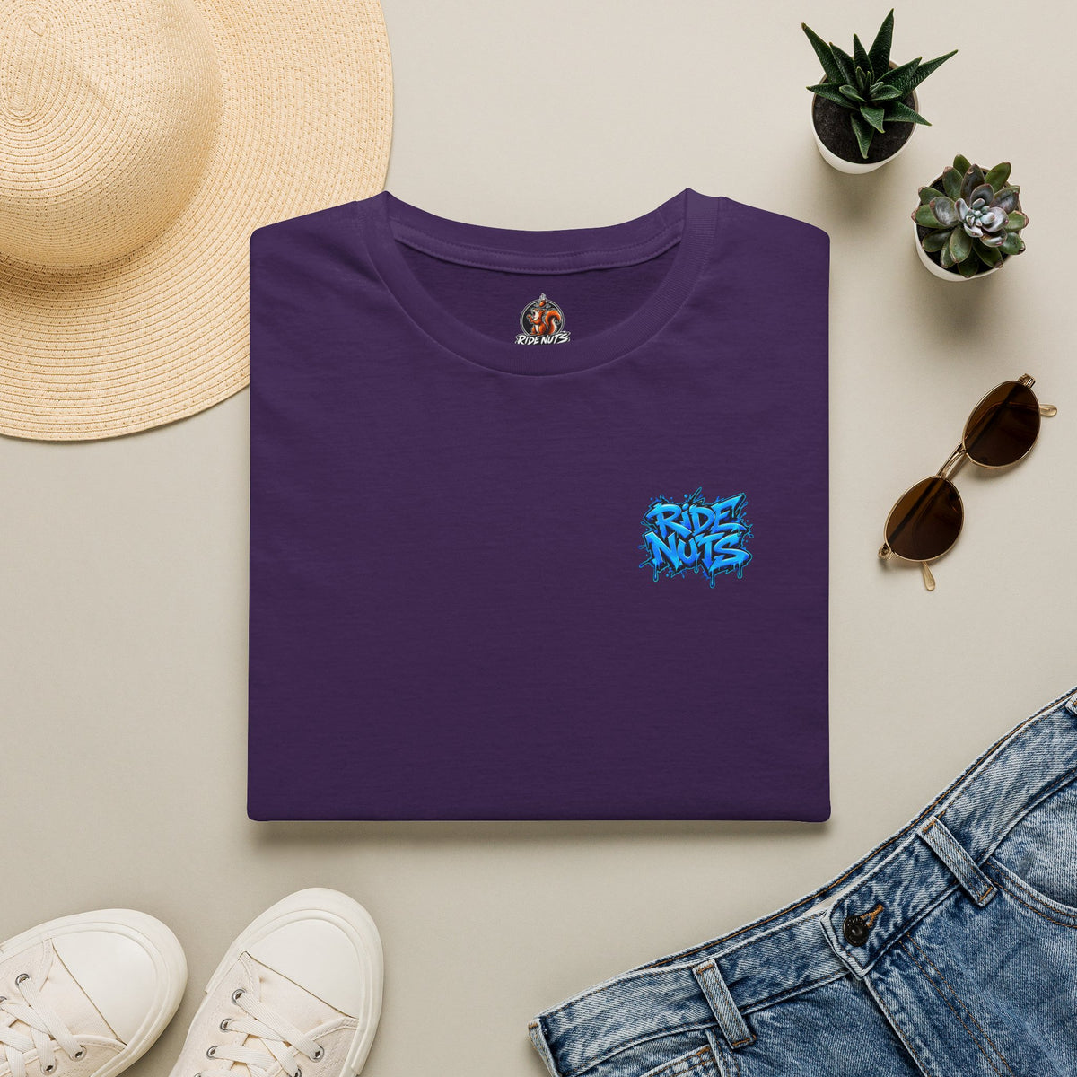 Graffiti Blue “Ride Nuts” Tee — Casual Streetwear T-Shirt
