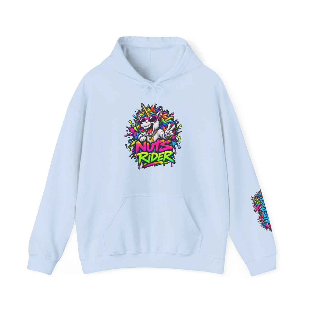 Nuts Rider Graphic Hoodie — "Ride Nuts" Colorful Skate/Scooter Streetwear