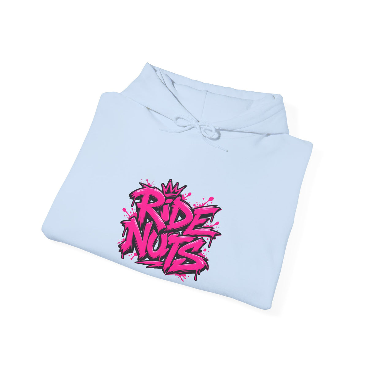 Ride Nuts Hoodie — Retro Graffiti Motorcycle Cartoon Pullover ("Ride Nuts Have Fun")