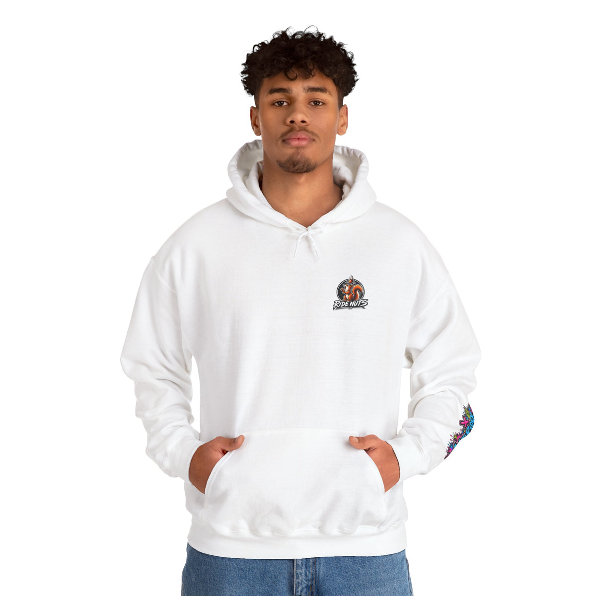 Ride Nuts Graphic Hoodie — Colorful Rock Hand Skull Moto Pullover