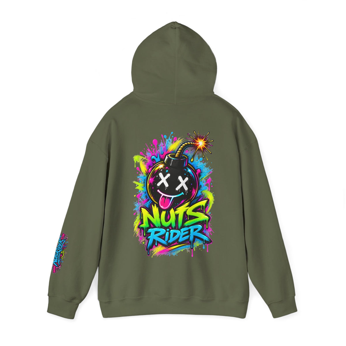 Nuts Rider Graphic Hoodie — Colorful Bomb Mascot Streetwear !