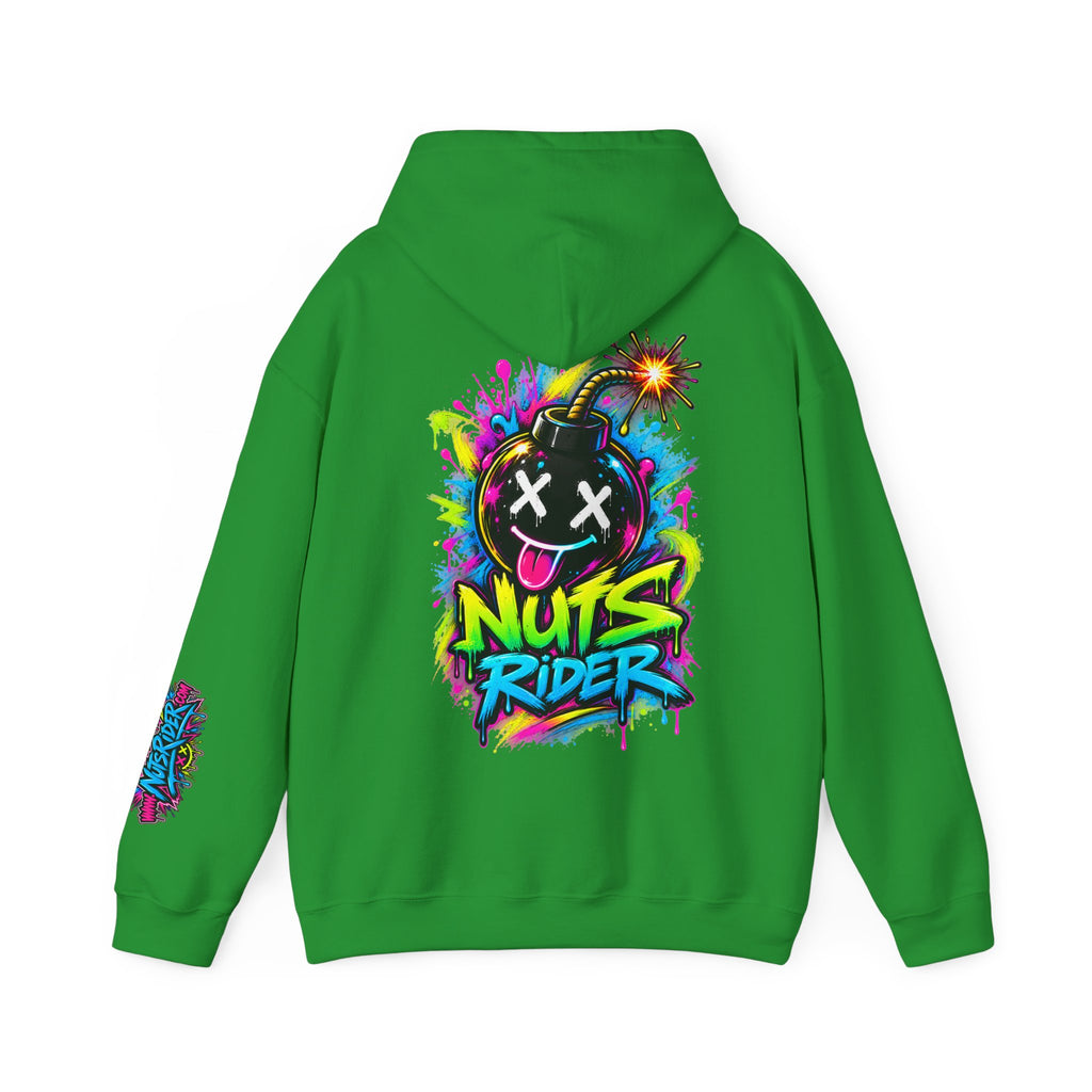 Nuts Rider Graphic Hoodie — Colorful Bomb Mascot Streetwear !