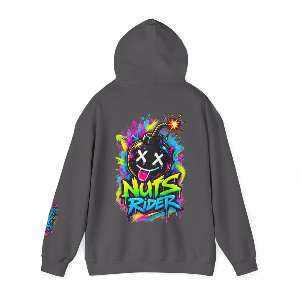 Nuts Rider Graphic Hoodie — Colorful Bomb Mascot Streetwear !