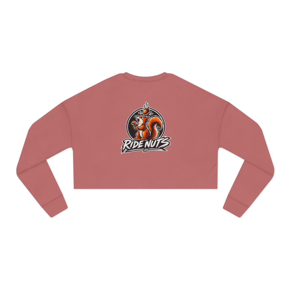 Cropped Sweatshirt — 'Ride Nutz' Squirrel Graphic Crop Top (Eat More Heart Badge)