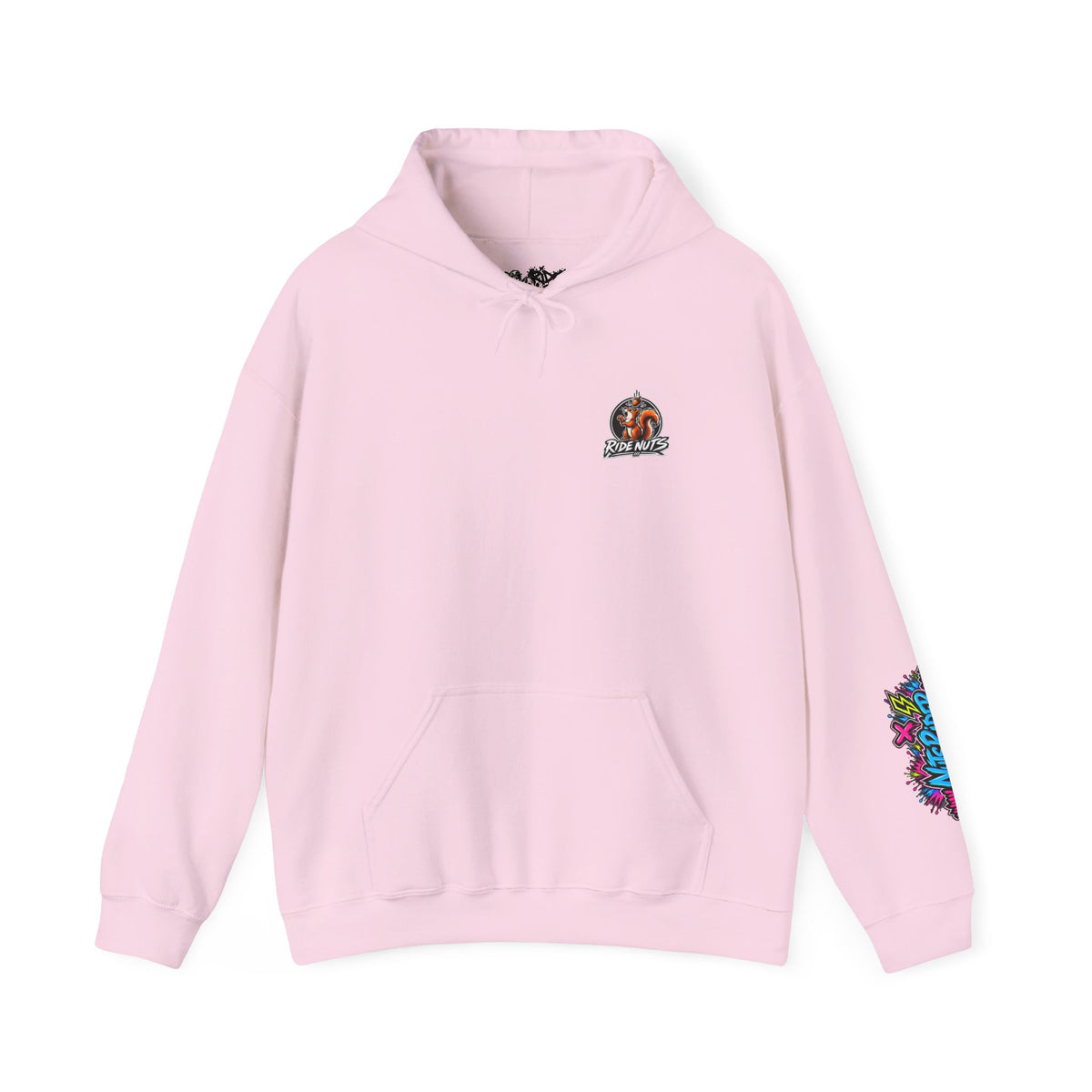 Ride Nuts Graphic Hoodie — Colorful Rock Hand Skull Moto Pullover