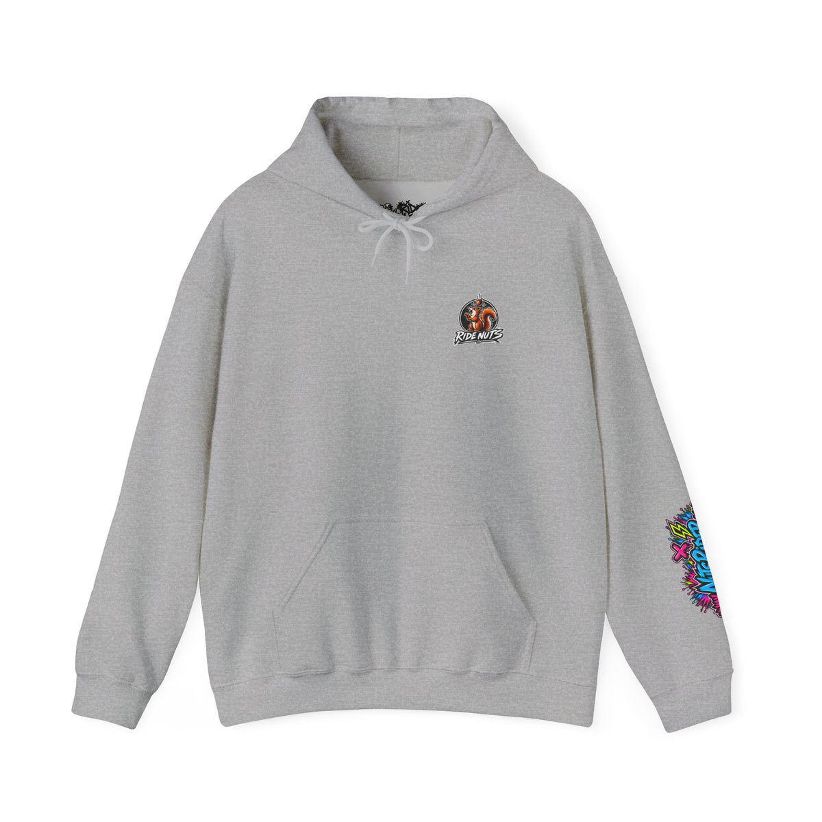 Ride Nuts Graphic Hoodie — Colorful Rock Hand Skull Moto Pullover