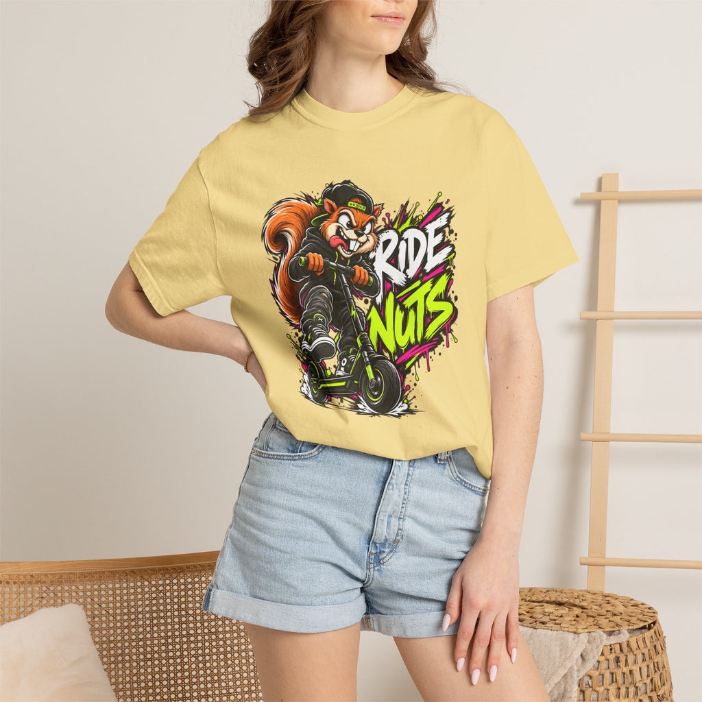 T-Shirt — 'Ride Nuts' Squirrel Scooter Graphic Tee