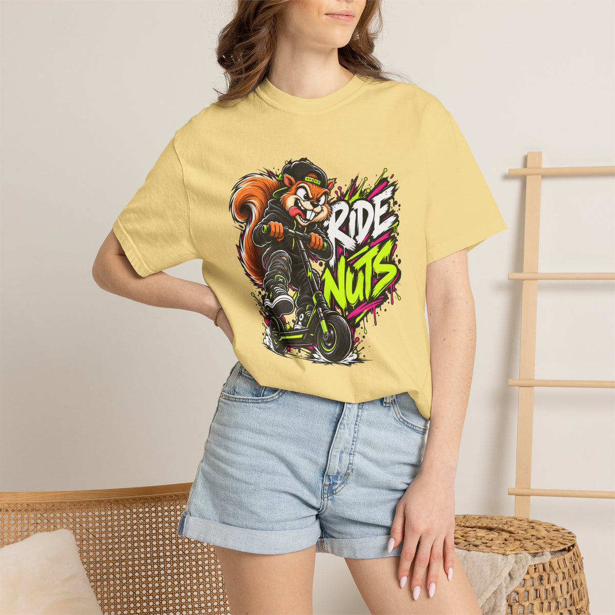 T-Shirt — 'Ride Nuts' Squirrel Scooter Graphic Tee