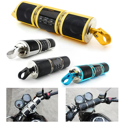 aut-parleur Bluetooth pour guidon – Vélo, trottinette et moto Scooter Motorcycle EDR Audio Speaker Water Resistant Motorbike Stereo FM Radio AUX USB