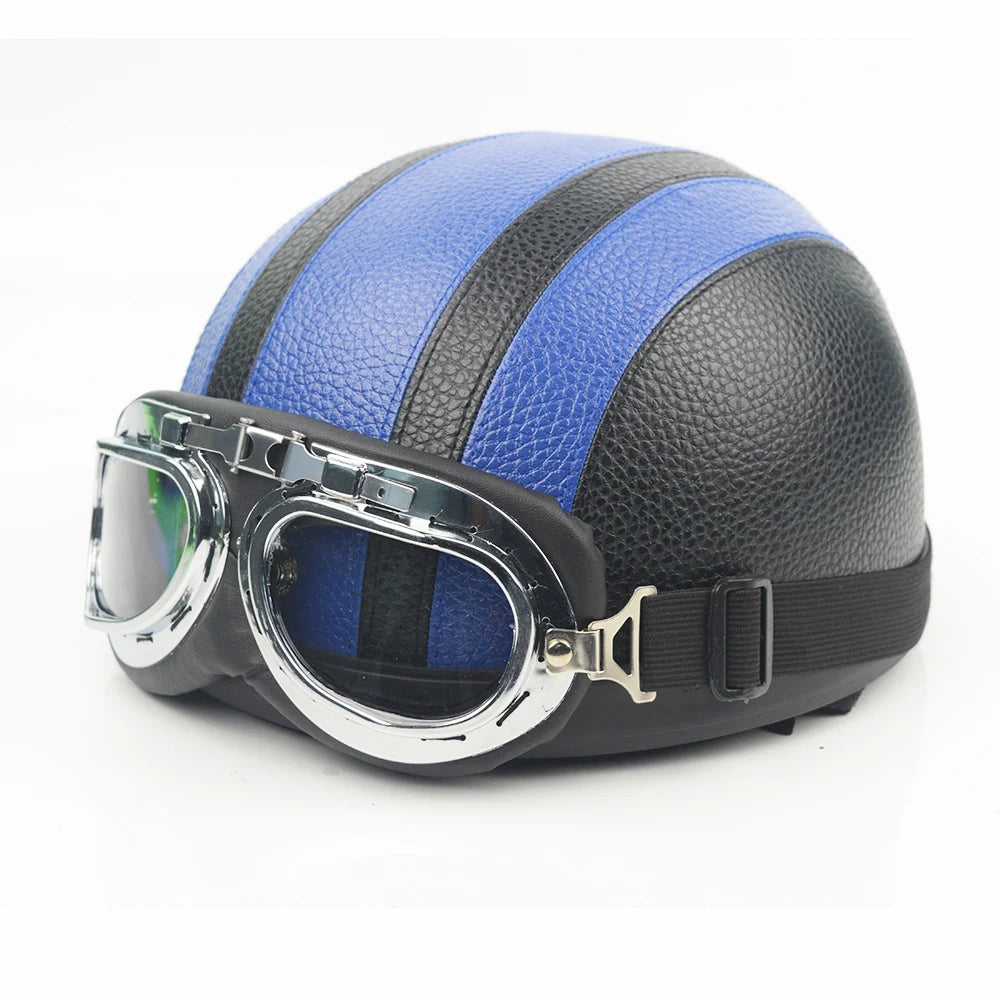 🛵 Casque rétro urbain avec lunettes – Style Vintage