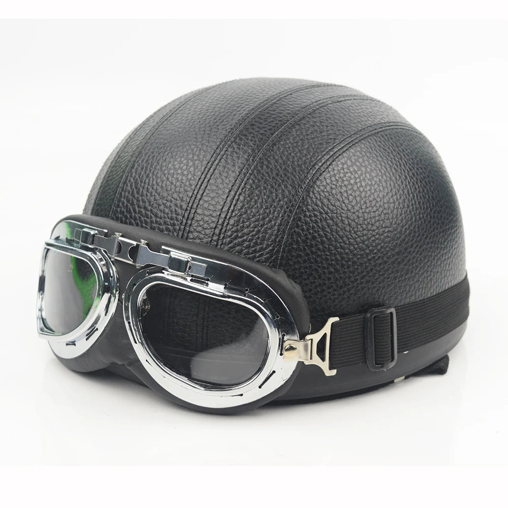 🛵 Casque rétro urbain avec lunettes – Style Vintage