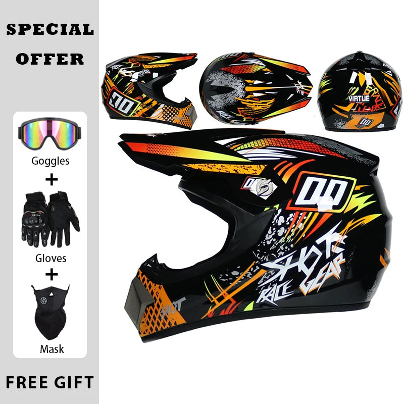 Motocross Helmets Off Road Helmet Dirt Bike Downhill AM DH Cross Helmet Street Riding Safety 3 Piece Gifts - Goggles Mask Gloves