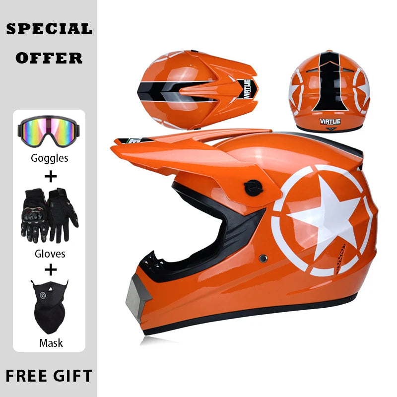 Motocross Helmets Off Road Helmet Dirt Bike Downhill AM DH Cross Helmet Street Riding Safety 3 Piece Gifts - Goggles Mask Gloves