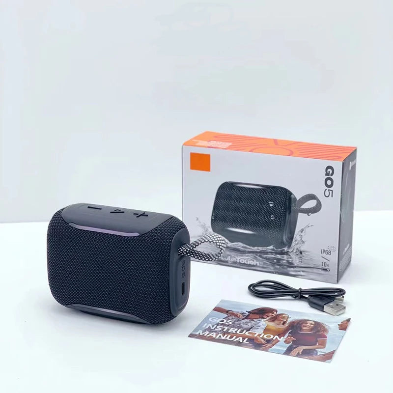 Go5 Portable Bluetooth 5.4 Speakers Hi-Fi Audio IP68 Waterproof Built-in Mic TWS Double-Sided Mesh Speaker for Outdoor Party