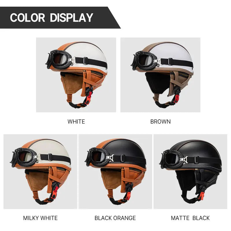 KEAZ Heritage – Casque rétro premium avec lunettes | Ride Nuts 🏍️