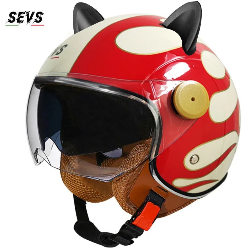 🐱 Casque SEVS Cat Rider DOT – Oreilles de chat amovibles | Ride Nuts